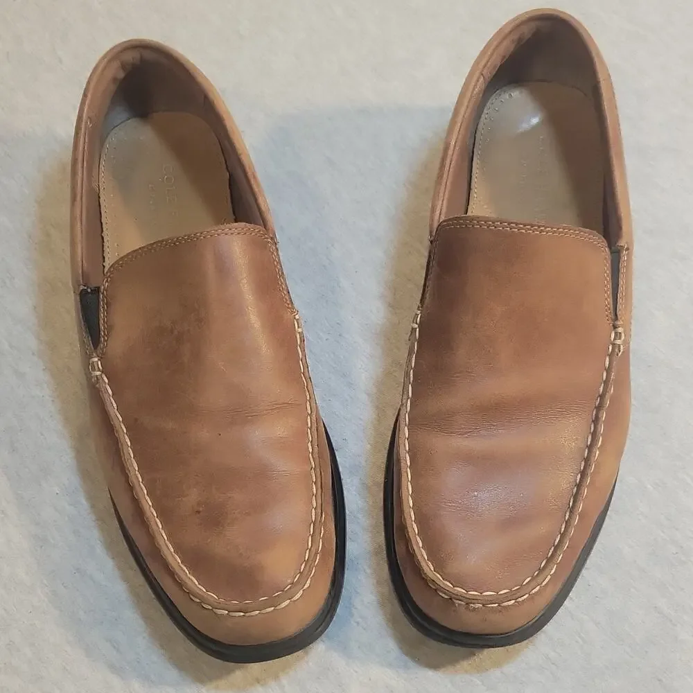 Cole Haan Men’s 10.5 M Brown Leather Slip On Loafers Grand OS Casual Dress Shoes